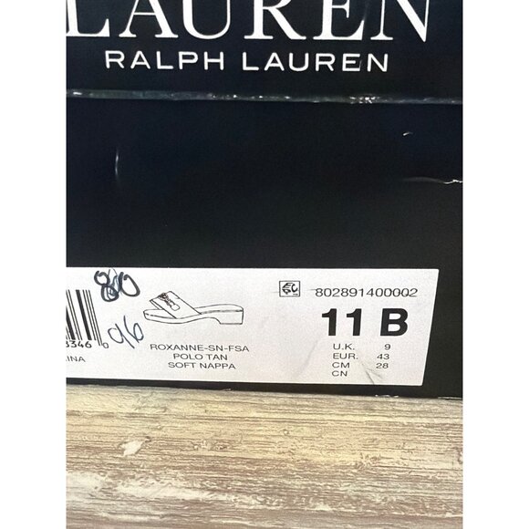 Lauren Ralph Lauren Roxanne Slide Sandals Polo Tan Leather Heel Size 11 NEW - Picture 12 of 15
